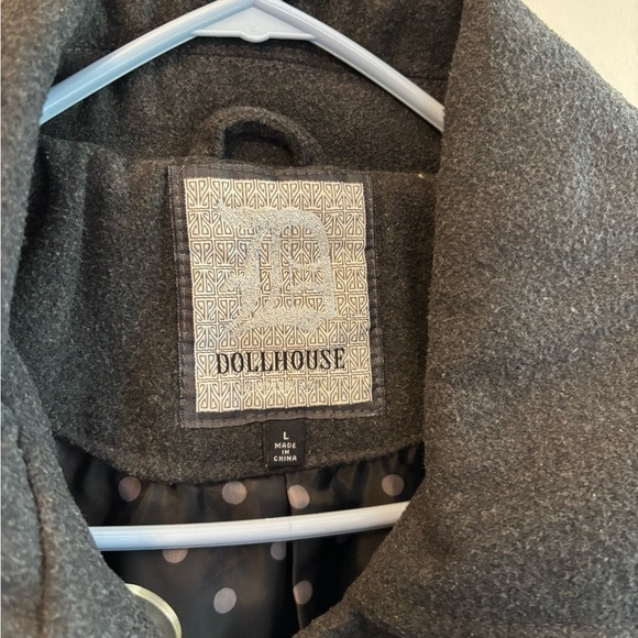 Dollhouse Vintage Gray Double-Breasted Peacoat Size Large - Picture 5 of 7